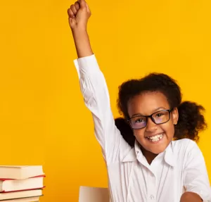 girl raising hand